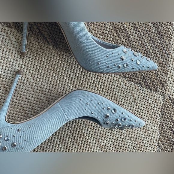 ALDO Elegant Blue Embellished Women's denimHeels size 7 - Picture 11 of 16